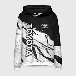 Толстовка-худи мужская Toyota - черный и белый, цвет: 3D-белый