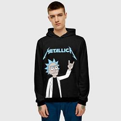 Толстовка-худи мужская Metallica и Рик рокер из Рик и Морти, цвет: 3D-черный — фото 2