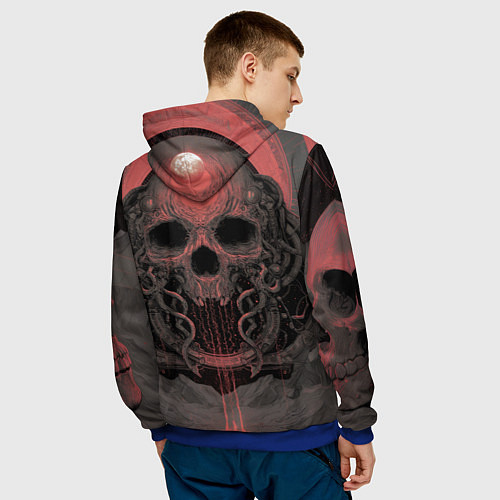 Мужская толстовка Металл арт - череп / 3D-Синий – фото 4