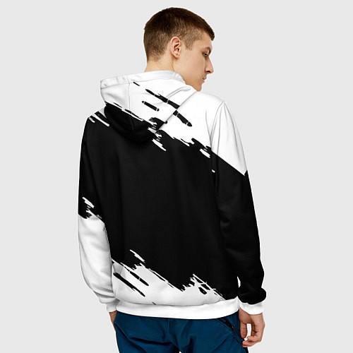 Мужская толстовка Liverpool белые краски штрихи / 3D-Белый – фото 4