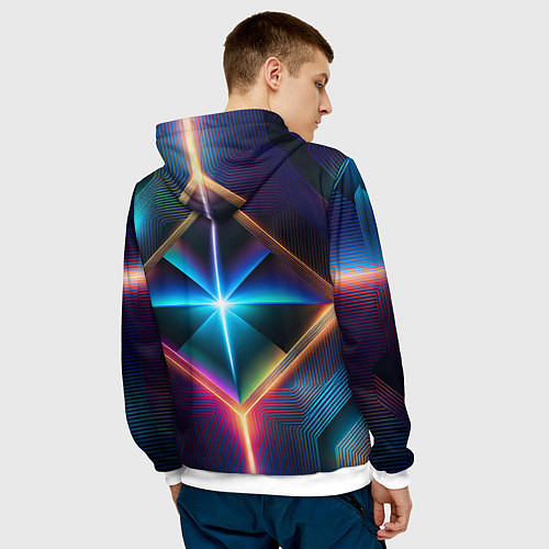 Мужская толстовка Фантастический геометрический центр / 3D-Белый – фото 4