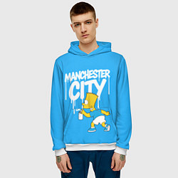 Толстовка-худи мужская Граффити Манчестер Сити и Барт Симпсон, цвет: 3D-белый — фото 2