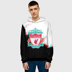 Толстовка-худи мужская Ливерпуль текстура глитч краски, цвет: 3D-черный — фото 2