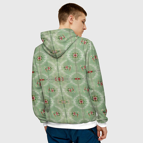 Мужская толстовка Обои в цветочек / 3D-Белый – фото 4