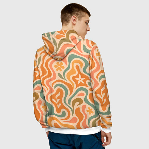 Мужская толстовка Цветочная волна / 3D-Белый – фото 4