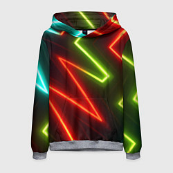 Толстовка-худи мужская Неоновые разноцветные кислотные линии, цвет: 3D-меланж