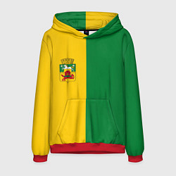 Мужская толстовка Новокузнецк, зелёно-жёлтый, герб и надпись на спин