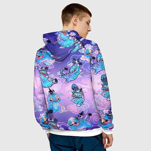 Мужская толстовка Тигр с сорокой / 3D-Белый – фото 4