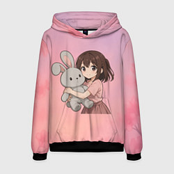 Мужская толстовка Девочка обнимает зайцика в аниме