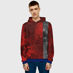 Толстовка-худи мужская Багровый гранж с черепом, цвет: 3D-синий — фото 2