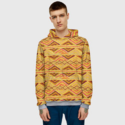 Толстовка-худи мужская Племенная вышивка, цвет: 3D-меланж — фото 2