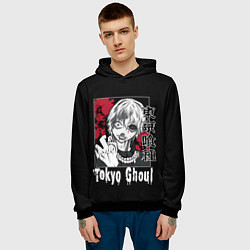 Толстовка-худи мужская Аниме Токийский Гуль, Кен Канеки, цвет: 3D-черный — фото 2