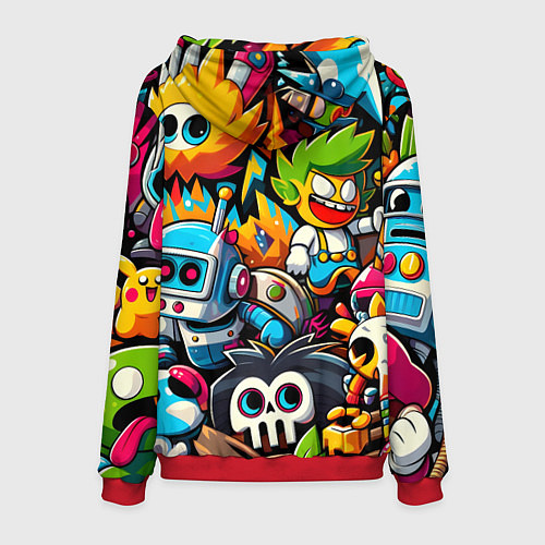 Мужская толстовка Дональд Трамп в компании мультяшных персонажей / 3D-Красный – фото 2