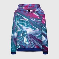 Мужская толстовка Абстракция бело сине красный мрамор