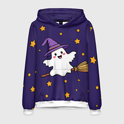 Мужская толстовка Хэллоуин, привидение на метле