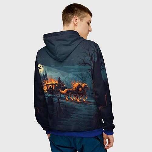 Мужская толстовка Призраки в горящей конной повозке / 3D-Синий – фото 4