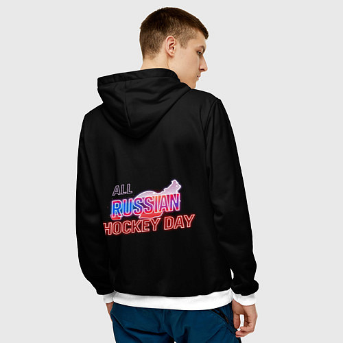 Мужская толстовка Всероссийский день хоккея / 3D-Белый – фото 4
