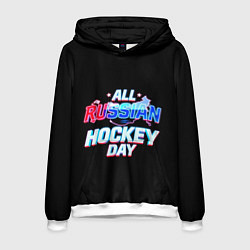 Толстовка-худи мужская Hockey day, цвет: 3D-белый