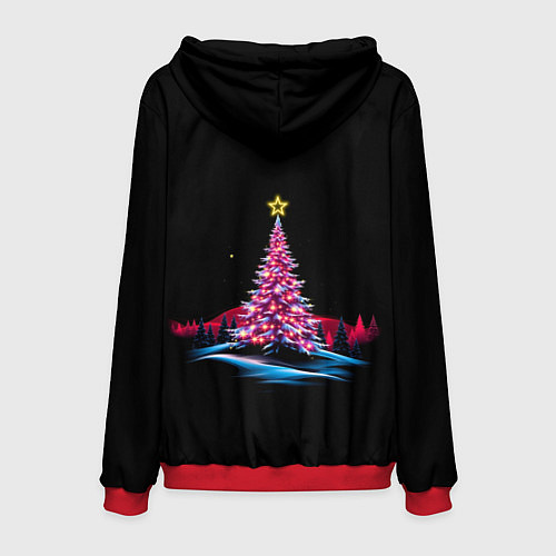 Мужская толстовка New year eve in the forest / 3D-Красный – фото 2