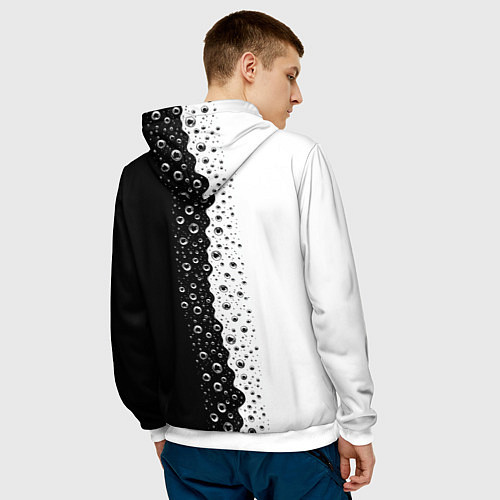 Мужская толстовка Лучше вода у друга черно-белый узор / 3D-Белый – фото 4