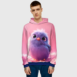 Толстовка-худи мужская Милая фиолетовая птичка, цвет: 3D-синий — фото 2