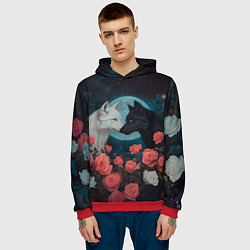 Толстовка-худи мужская Влюбленные волки, цвет: 3D-красный — фото 2