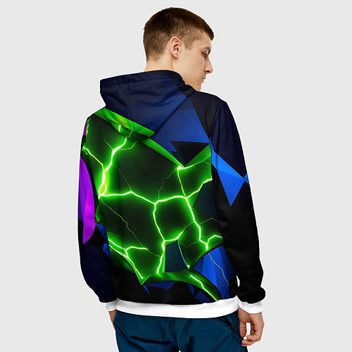 Мужская толстовка Neon green glow / 3D-Белый – фото 4