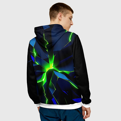 Мужская толстовка Neon green glow / 3D-Белый – фото 4