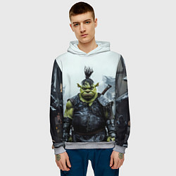 Толстовка-худи мужская Шрек панк в доспехах, цвет: 3D-меланж — фото 2