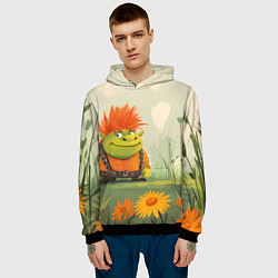 Толстовка-худи мужская Маленький Шрек с рыжими волосами, цвет: 3D-черный — фото 2