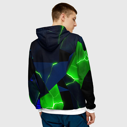 Мужская толстовка Neon tile green / 3D-Белый – фото 4