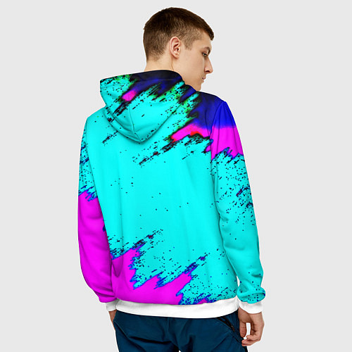 Мужская толстовка Juventus неоновые краски / 3D-Белый – фото 4