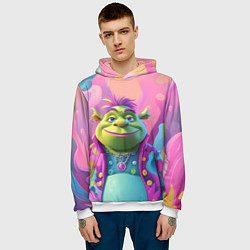 Толстовка-худи мужская Шрек с фиолетовыми волосами, цвет: 3D-белый — фото 2