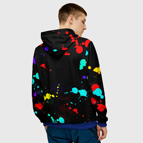 Мужская толстовка Ювентус брызги красок неон / 3D-Синий – фото 4