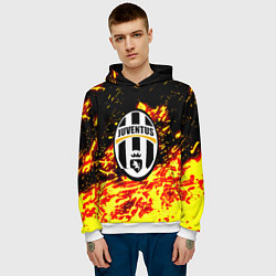 Толстовка-худи мужская Ювентус огненные краски текстура, цвет: 3D-белый — фото 2