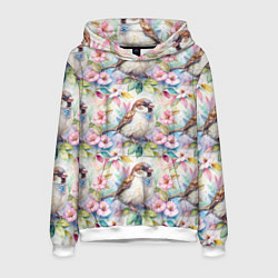 Мужская толстовка Воробей в ярких цветах паттерн