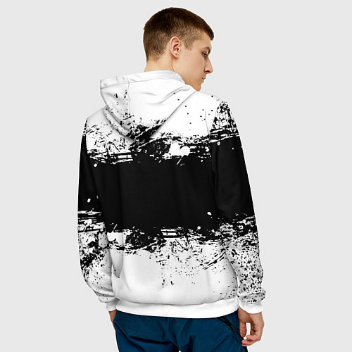 Мужская толстовка Манчестер Юнайтед черно белые краски лого / 3D-Белый – фото 4