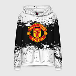Мужская толстовка Манчестер Юнайтед черно белые краски лого