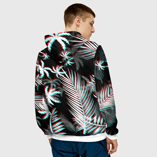 Мужская толстовка Манчестер Юнайтед тропики глитч / 3D-Белый – фото 4