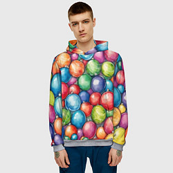 Толстовка-худи мужская Россыпь новогодних шаров, цвет: 3D-меланж — фото 2