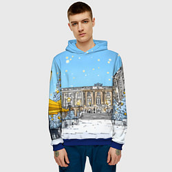 Толстовка-худи мужская Новогодний день в Москве, цвет: 3D-синий — фото 2