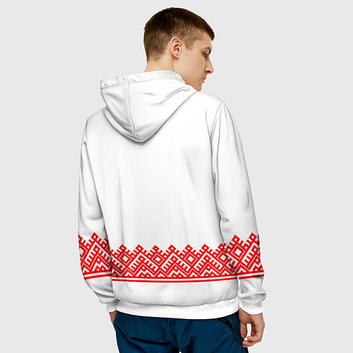 Мужская толстовка Славянская вышиванка с узорами и оберегом / 3D-Белый – фото 4