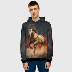 Толстовка-худи мужская Лошадь нарисованная красками, цвет: 3D-черный — фото 2