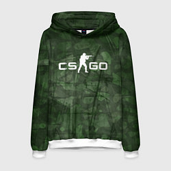 Толстовка-худи мужская Эмблема CS GO на камуфляжном фоне, цвет: 3D-белый