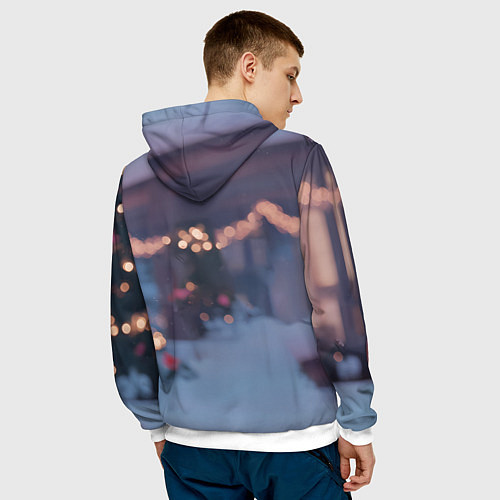 Мужская толстовка Лошадка и новогодняя елка / 3D-Белый – фото 4