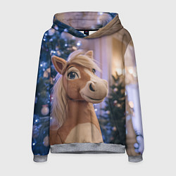 Мужская толстовка Плюшевая новогодняя лошадь