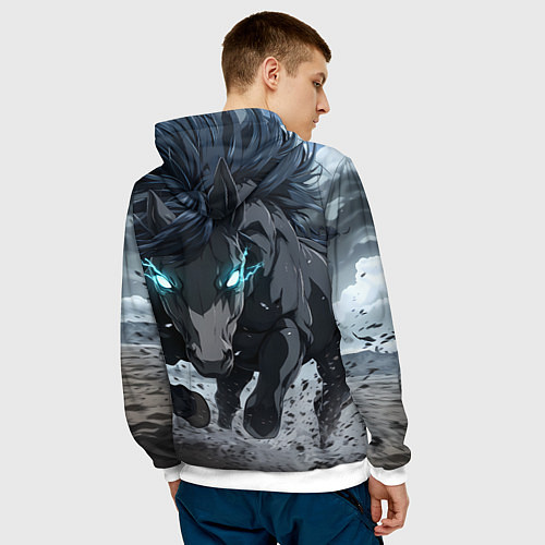 Мужская толстовка Мощный конь / 3D-Белый – фото 4