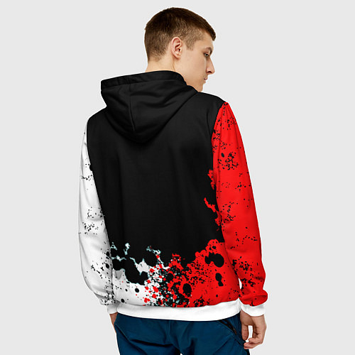 Мужская толстовка Манчестер Юнайтед краски абстрактные / 3D-Белый – фото 4