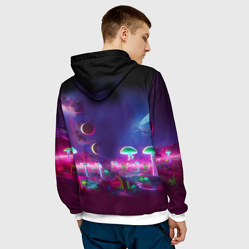Мужская толстовка Космонавт Шрук в неоновом скафандре на загадочной / 3D-Белый – фото 4