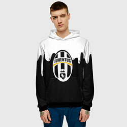 Толстовка-худи мужская Juventus капли красок, цвет: 3D-черный — фото 2